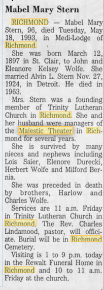 Majestic Theater - Another Former Manager Passes Away May 20 1993